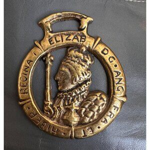 Brass Queen Elizabeth II Horse Brass Decor bridle medallion